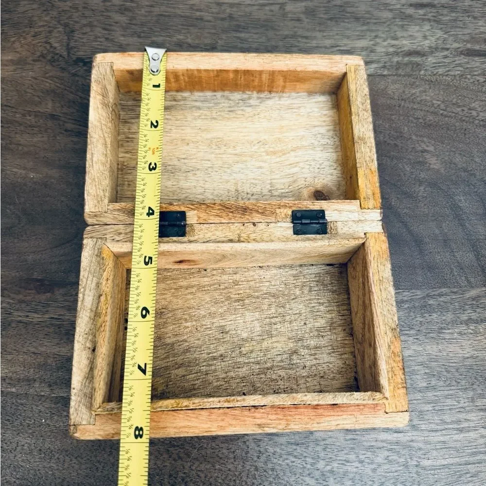 Carved Wooden Floral Trinket Jewelry Box